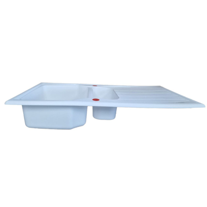 Belfry Kitchen Ostby 19.6mm W Fibreglass Drop-In Kitchen Sink with 1 Faucet Hole, White