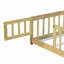 Lit de plancher avec clôture et porte, lit de plancher en bois d'hévéa avec barrières de sécurité-878113449-878113451