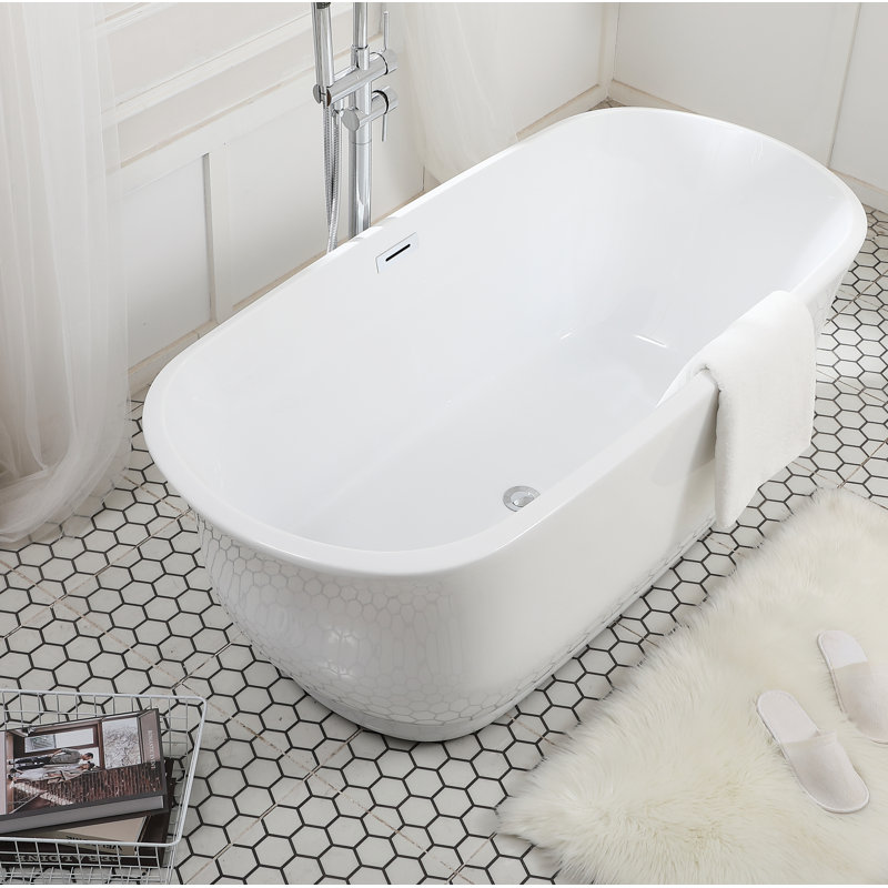 Chaylynn 67'' x 31'' Soaking Acrylic Bathtub, Polished Chrome
