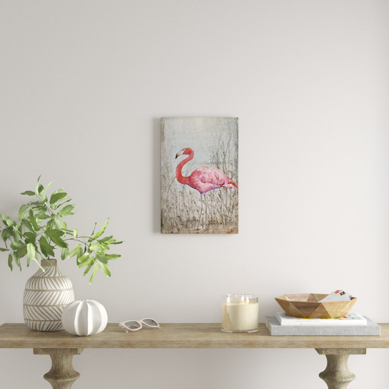 « american flamant rose ii », reproduction, H 27 po x l 18 po x P 1,5 po, Toile tendue