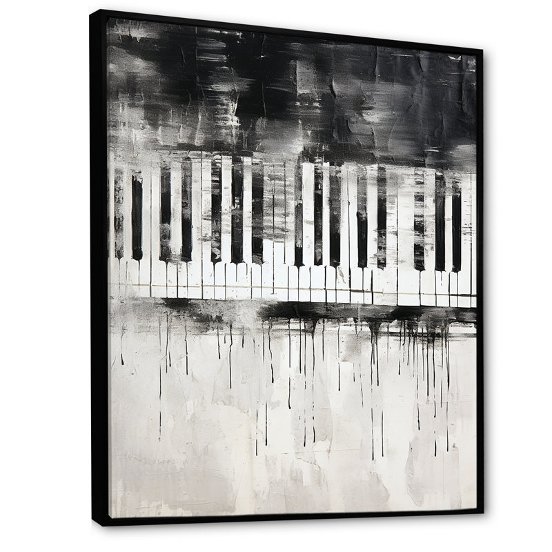 «Piano Keys Tranquility Midnight Black» sur toile, H 32 po x l 16 po x P 1 po, Cadre flottant noir