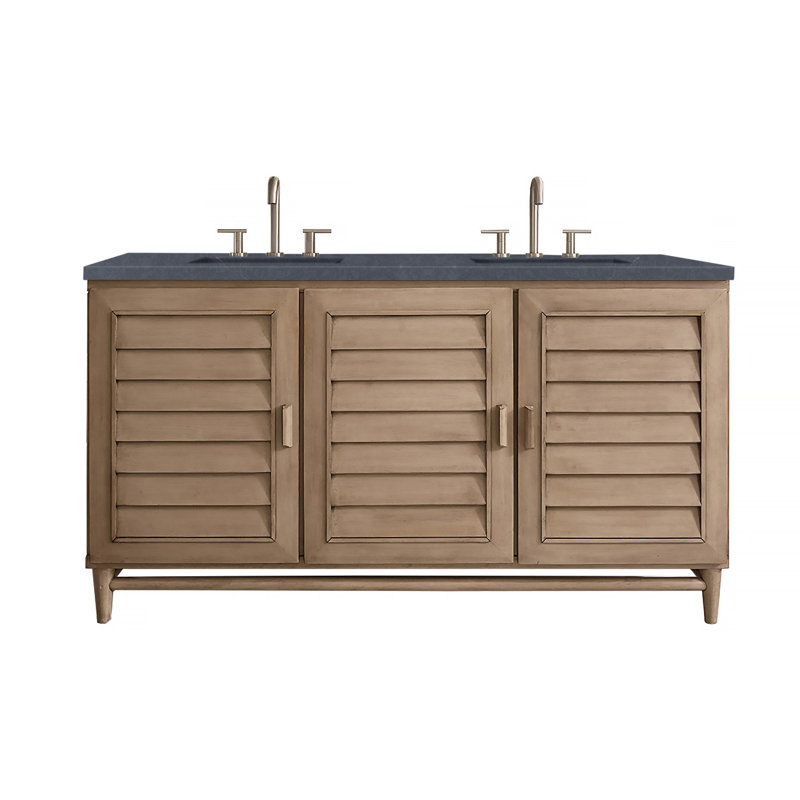 Broeder 60'' W Double Vanity, Charcoal Soapstone, Widespread