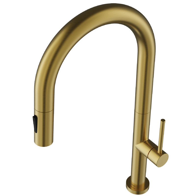 Karran Slim Pull-Down Kitchen Faucet, 25mm Thin Body, Modern Design, Dual Spray in Spot-Free Brushed Gold, Brushed Gold