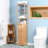 Kleankin Tall Bathroom Cabinet With Drawer And Slatted Shelves, Slim Bamboo Linen Tower With Louvered Door, Natural