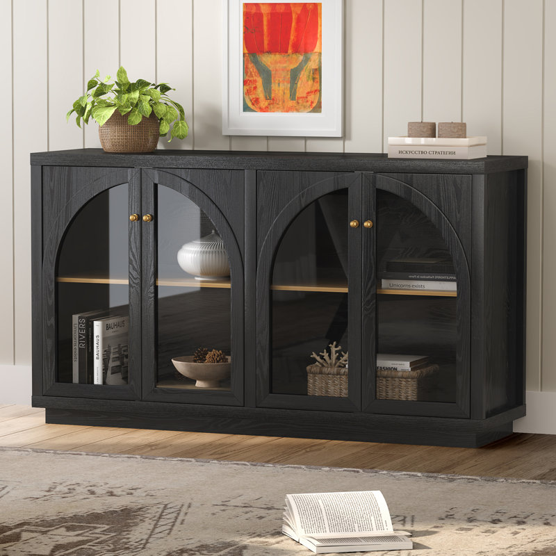 Armoire de rangement en acrylique 4 portes, Noir