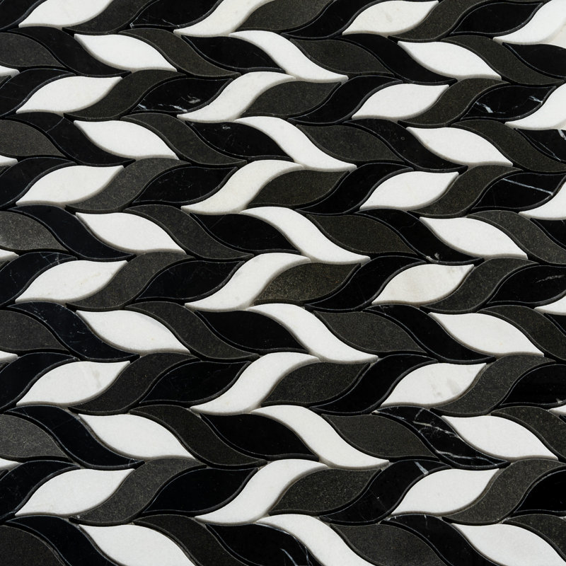 Carrelage poli noir de luxe 10 x 12 Eastern Black, Thassos, marbre basalte (paquet de 4,07 pieds carrés / boîte)