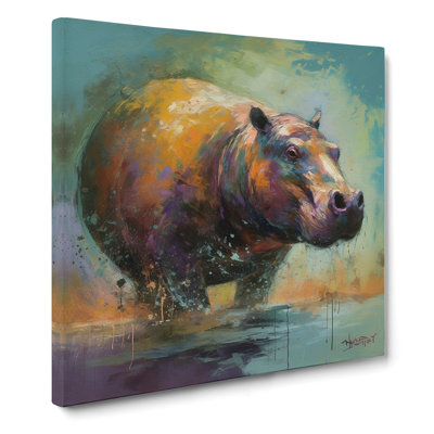 Hippo Post-Impressionism No.3 - Wrapped Canvas