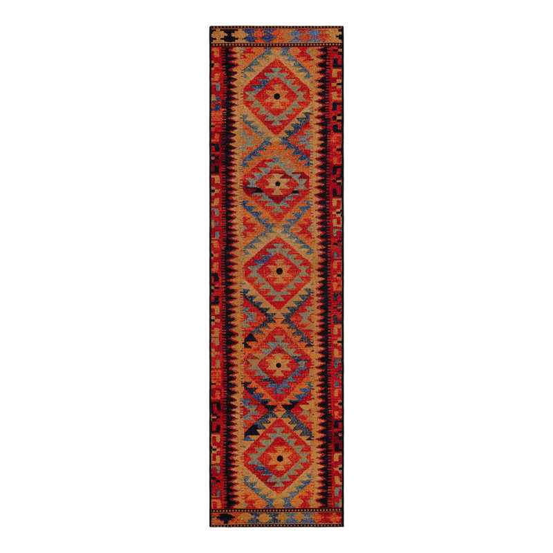 Tapis d'intérieur / extérieur en polypropylène tissé à la machine Lidio - rouge / jaune / bleu