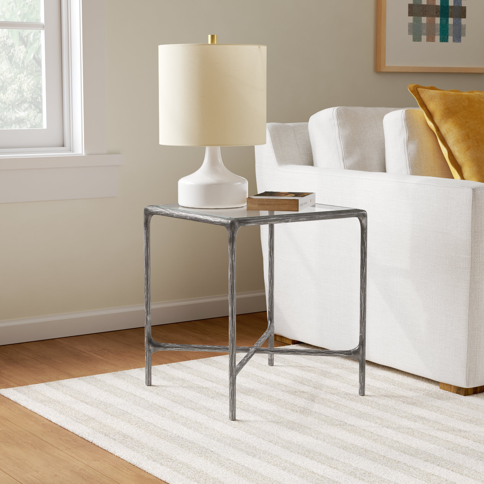 Evelynn 18" End Table, Silver, Clear