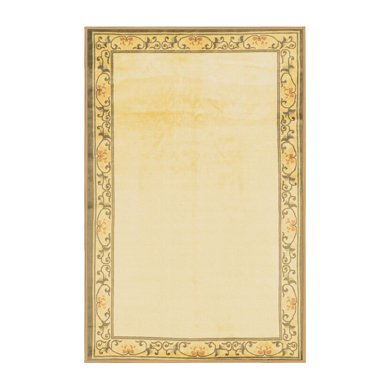 Tapis floral brun / gris tissé à la machine Jeila, Rectangle 3 pi x 5 pi