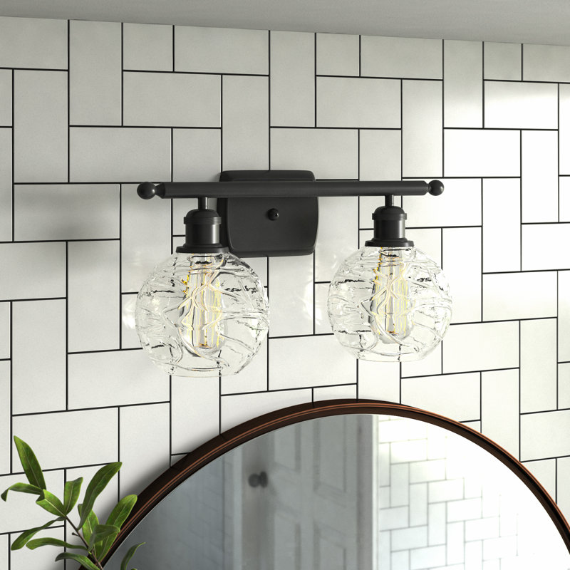 Éclairage pour meuble-lavabo à intensité variable Halvorson, Ampoule non incluse, Gris fumée clair, Noir mat