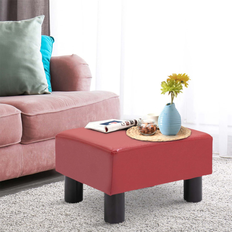 Repose-pieds compact en similicuir rectangulaire, parfait pour les salons et les bureaux à domicile, siège rembourré en mousse pour plus de confort et de soutien.