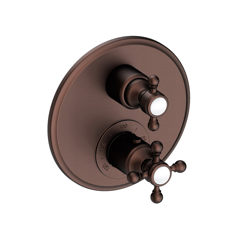 Astor 1/2" Round Thermostatic Trim Plate With Handle, Oil Rubbed Bronze