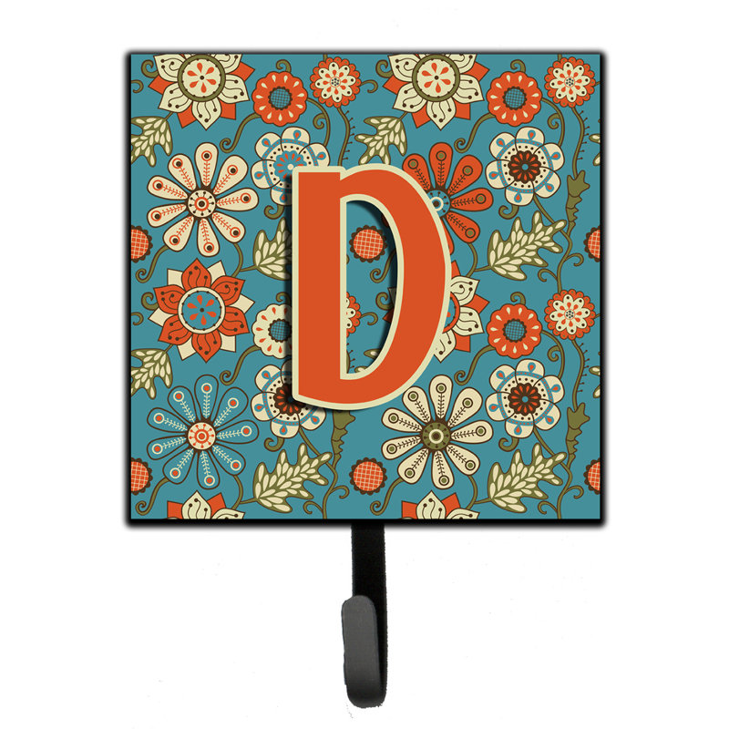 Porte-laisse rétro et crochet mural fleurs, D