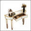 Console à miroir en demi-lune de 47 pouces avec verre cannelé et tiroir en cristal - Meuble-lavabo élégant pour les chambres et les vestiaires