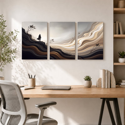 «Flowing Earth Toned Landscape», ensemble de 3 toiles
