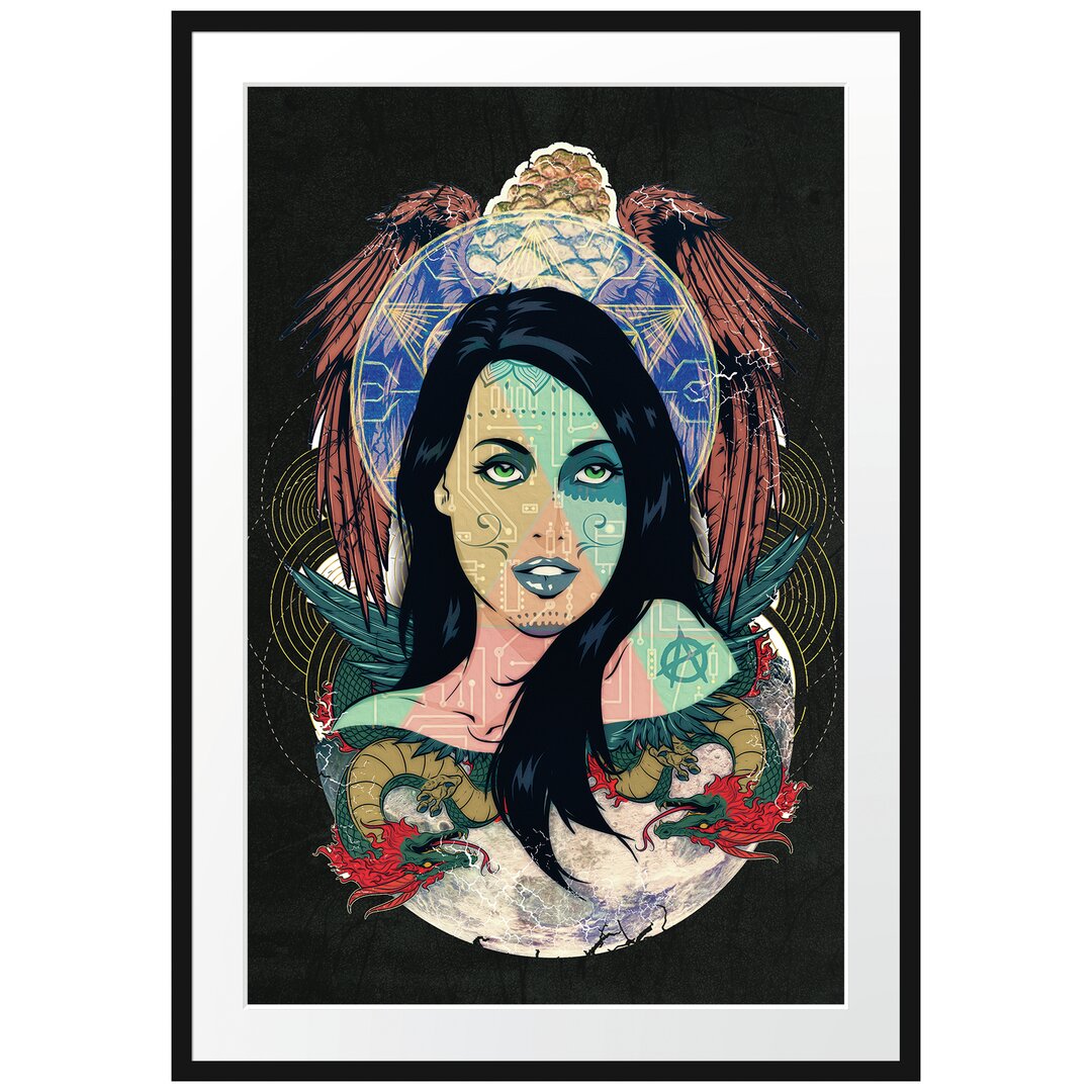 Gerahmtes Poster Moon Spirit Black