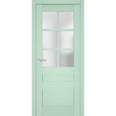 Porte-fenêtre intérieure pleine en verre dépoli Veregio 7339 Oliva, panneau simple, cadre, poignées, pour salle de bain ou chambre, portes robustes - 71 cm x 213 cm
