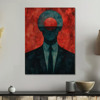 Portrait de l'éclipse écarlate - Impression d'art mural surréaliste en bois