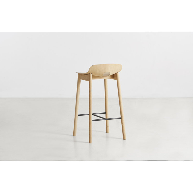 Mono Bar Stool, Counter Stool (25.59'' Seat Height), Oak/Black