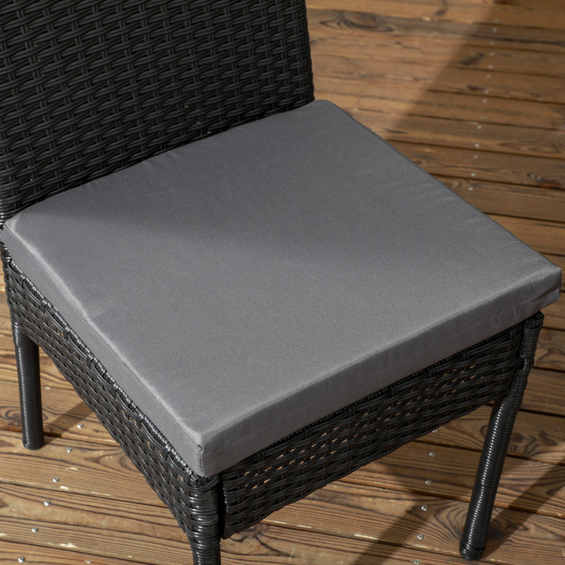 Niquita Patio Dining Side Chair with Cushion, Grey, Black 