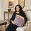 Coussin décoratif d’extérieur de luxe à motifs géométriques mauves de style parisien Plutus-615071690