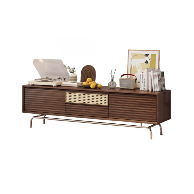 Crédence de rangement simple en bois massif l 78,7 po Simple, Brun