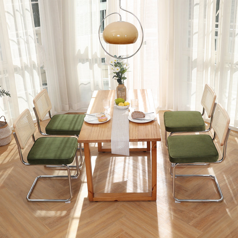 Crumley Fabric Side Chair with Rattan Back - Set of 4
