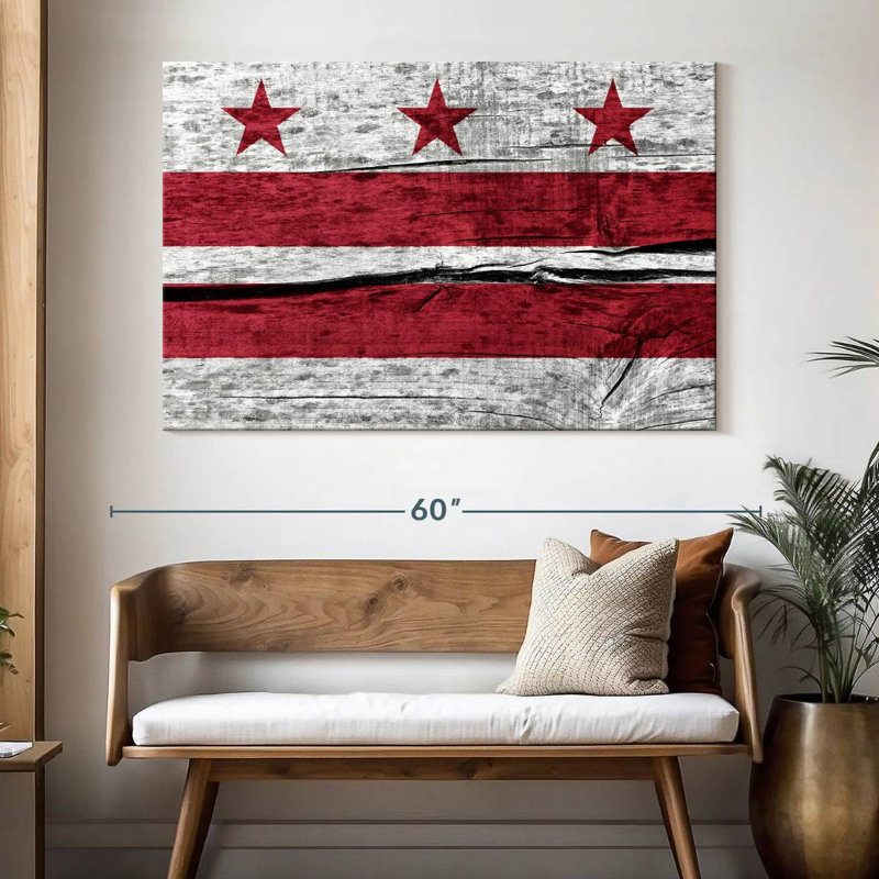 Drapeau Borges Wood Style Washington DC, H 34 po x l 51 po