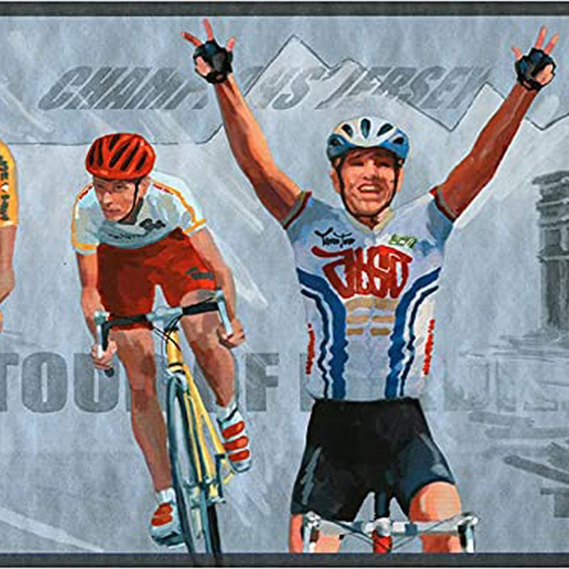 Bordure de papier peint L 15 pi x l 9 po Good Paris Cycling, Gris/brun/vert
