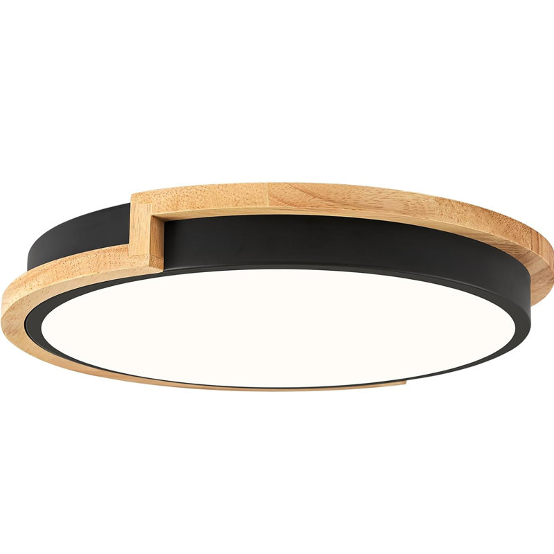 Dimmable Wood LED Flush Mount Ceiling Lights, 5CCT 2700K-6000K Hallway Lighting Fixtures, Minimalist Circular Ceiling Lamp For Bedroom Laundry Room Kitchen Entryway