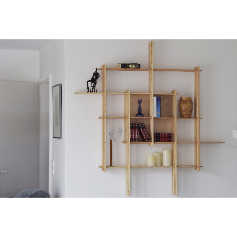 4 Piece Extraordinary Pine Solid Wood Floating Shelf with Adjustable Shelves