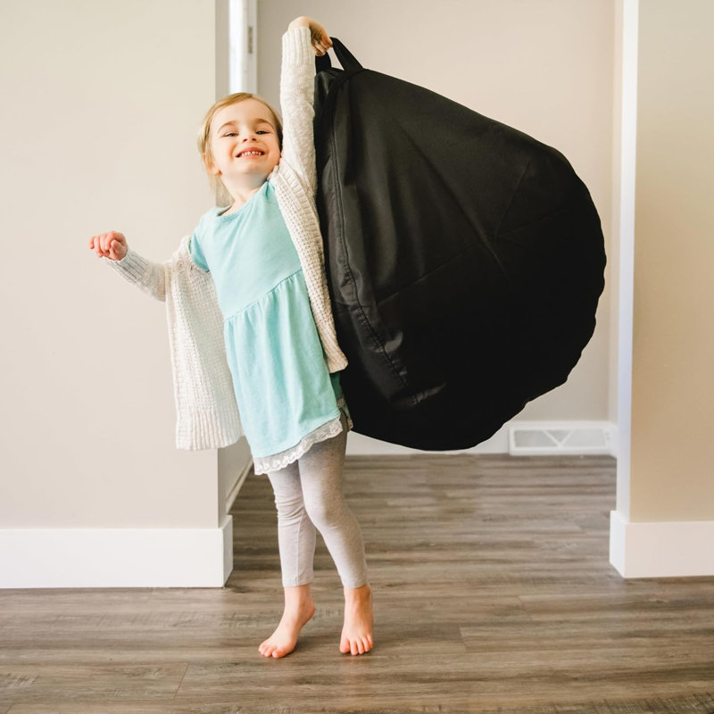 Classic Bean Bag Chair, Black Smartmax, Durable Polyester Nylon Blend, 2 Feet Teardrop