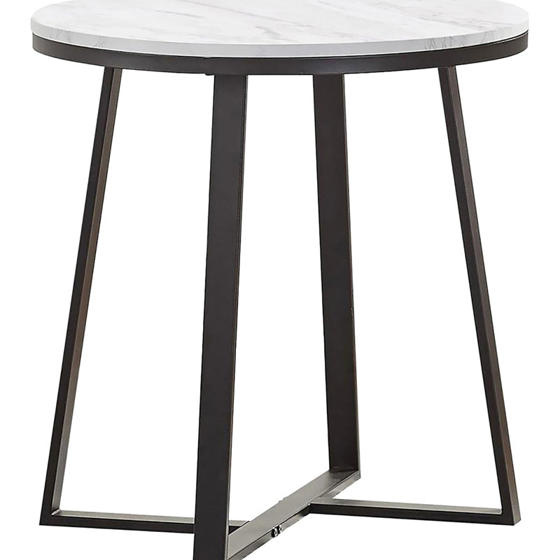 Table de bout moderne en faux marbre blanc avec base élégante en noir mat et console de chambre