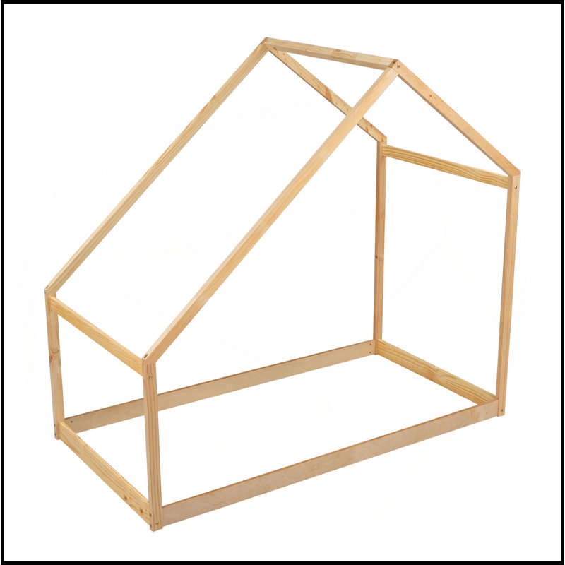 Lit maison en bois, Naturel, Lit simple