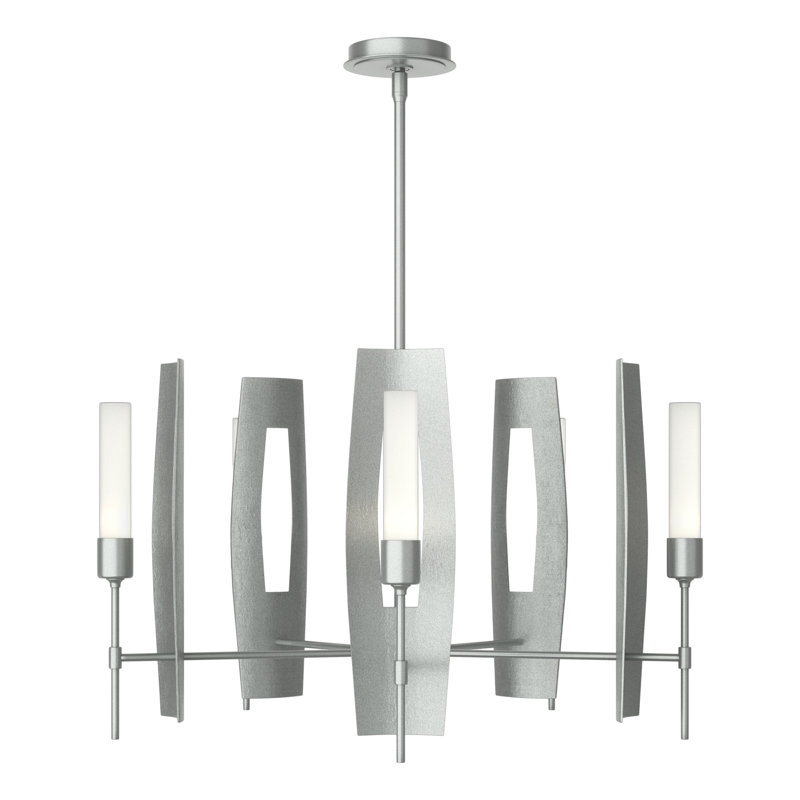 Passage 5 - Light Wagon Wheel Chandelier, Vintage Platinum, Frosted Glass