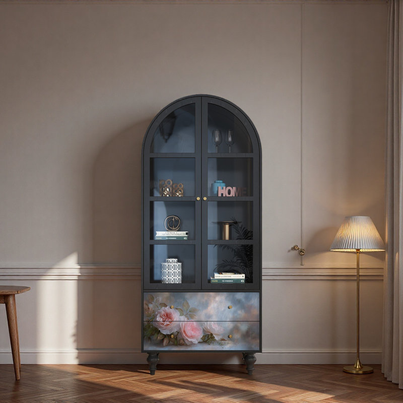 Vitrine en bois massif Floral