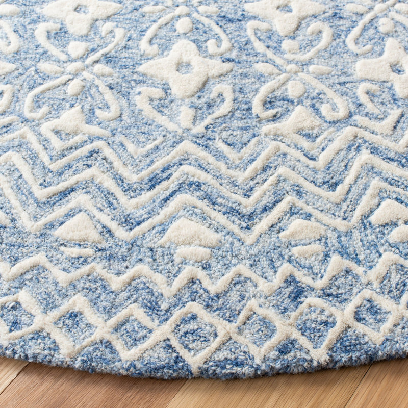 Simmerman Hand Tufted Wool Geometric Rug, Square 8'