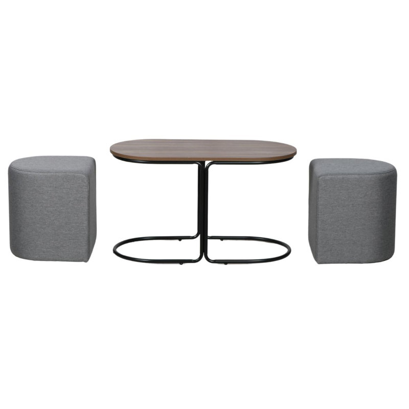 Table basse 3 pièces avec 2 tabourets