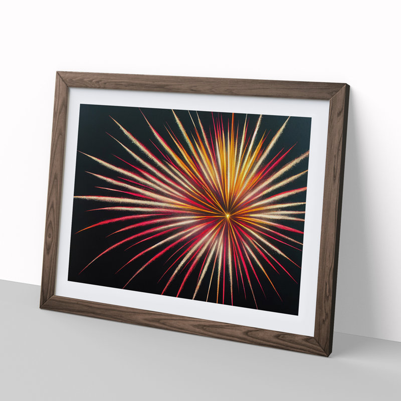 XH1022-7099X Powerful Fireworks - Single Picture Frame Print, 34cm H x 46cm W x 2cm D, Walnut Framed