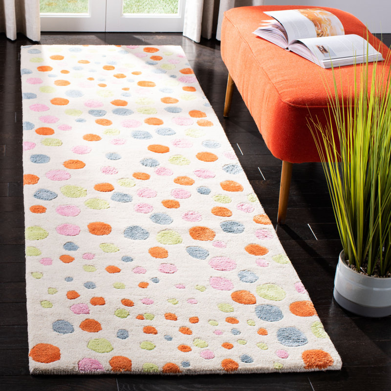 Amier Hand Tufted Wool And Viscose Polka Dots Rug, Runner 2'6" x 8'