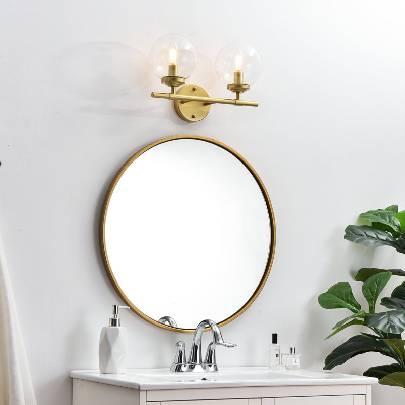 Éclairage pour meuble-lavabo à 2 lumières à intensité variable, Laiton, Transparent