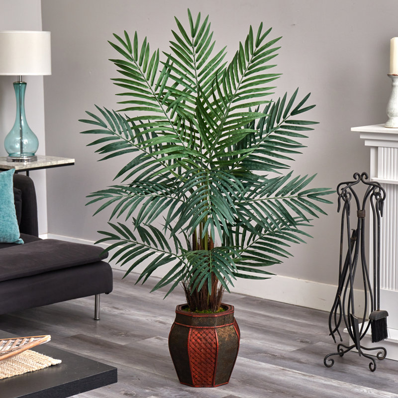 60'' Faux Palm Tree in Wood Planter