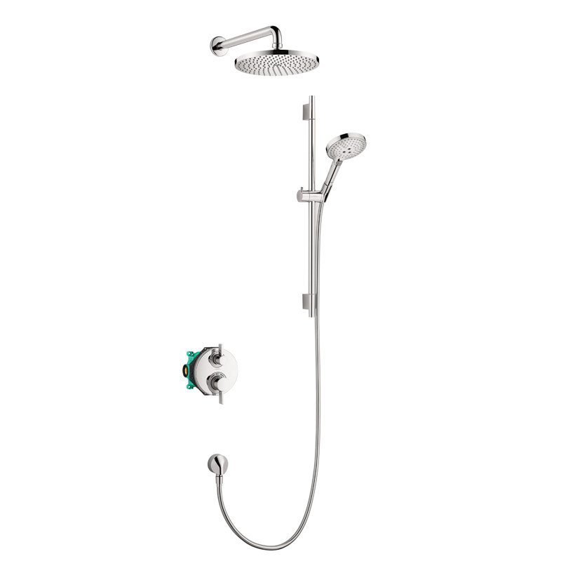 Système de douche complet thermostatique avec valve brute Raindance, Chrome