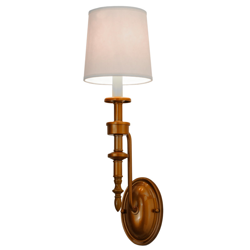 Elegant Brass and Bronze 1-Light Dimmable Sconce with Cream Shade