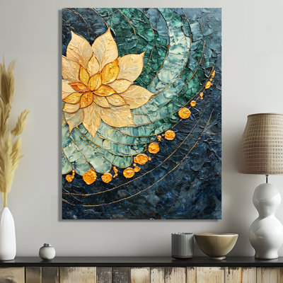 Emerald Colors Lotus Dreamcatcher - Abstract Flowers Canvas Print