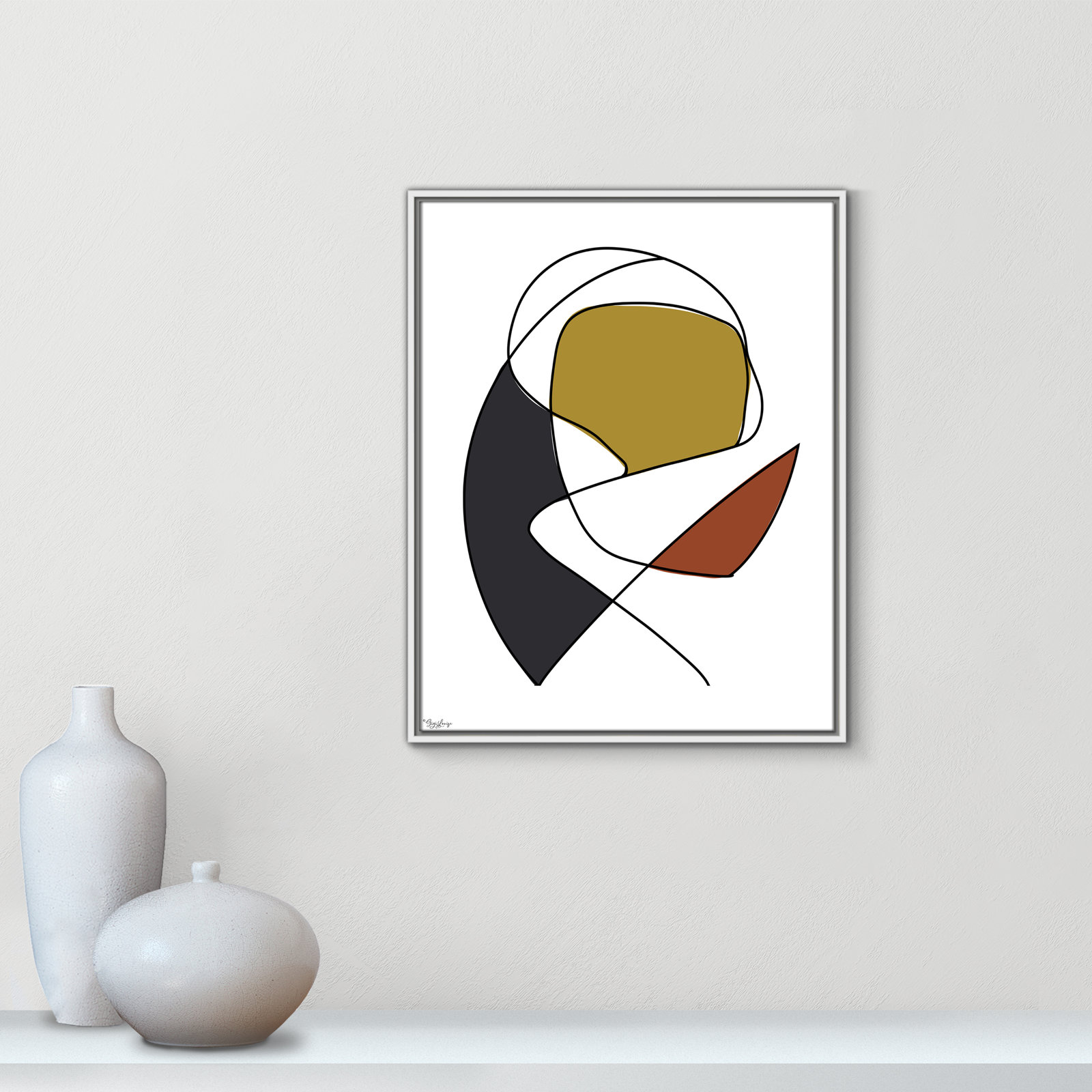 Paige "Abstract Tribeca 3" Print, 29.5" H x 23.5" W x 2" D, White