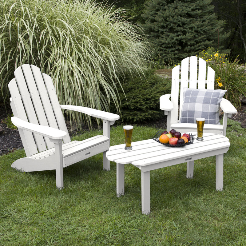 Chaise Adirondack en plastique avec table Anette, Blanc