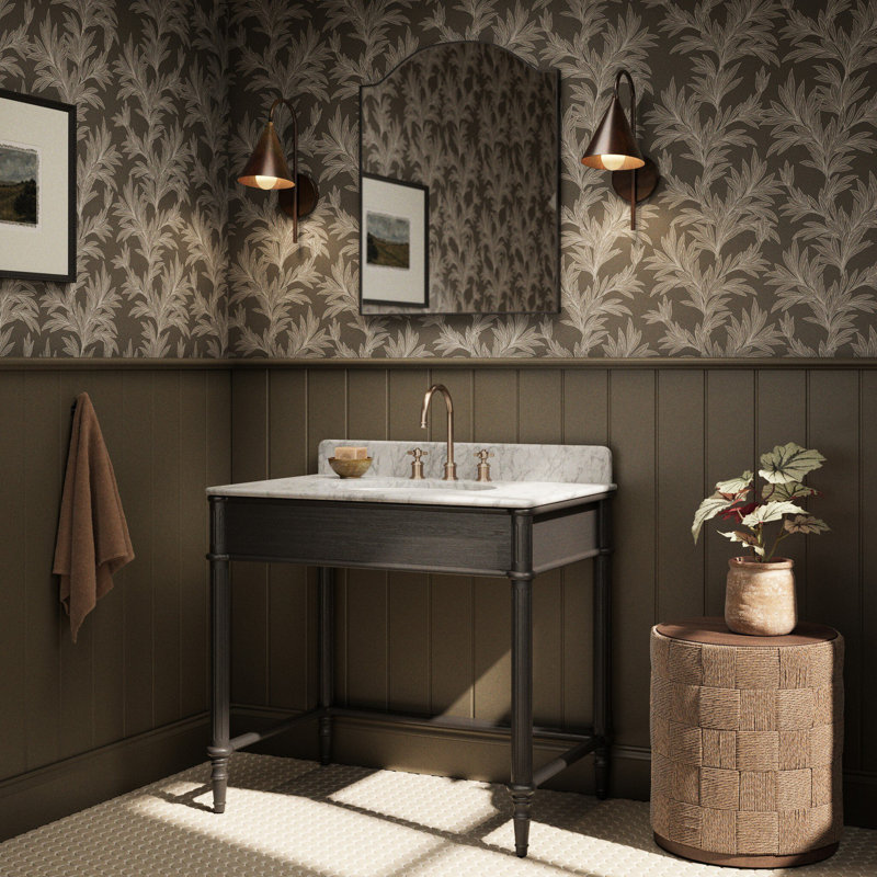 Toulouse Washstand-Washed Blonde Oak, Satin Black
