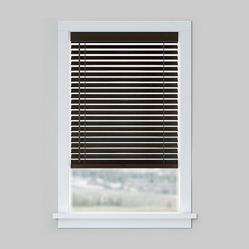 LEVOLOR Custom Cordless Faux Wood Horizontal Blind, Harmony Collection, Espresso, 39" W x 64" L